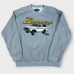 Ford Bronco Sweatshirt Mens Large Double Side Graphic Crewneck‎ Pullover Grey